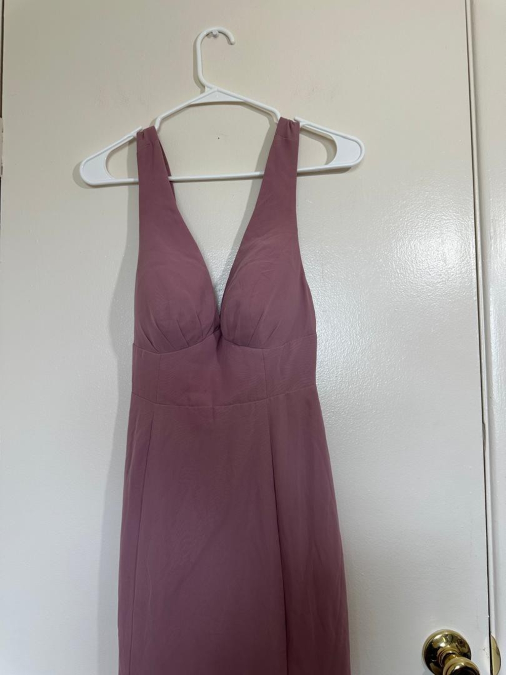 Azazie Mauve Backless Tie-Back A-Line Gown • Size XS - Picture 5 of 12